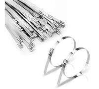 50 Pezzi Fascette Metalliche Autobloccanti,400mm x 4,6mm Fascette in Acciaio Inox Autobloccanti,Argento Fermacavo Metalliche Autobloccantis per Legare Cavi,Tubi di Ferro,Tubo Flessibile e Giardino