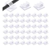 50 Pezzi Fermacavi,Clip per Filo per Luce da Esterno Ganci,Fermacavi Adesivi, Organizzatore dei Ferma Cavi Scrivania Regolabile,per Luce Fata, Muro, Ufficio, Caricabatterie, Auto (Trasparente)