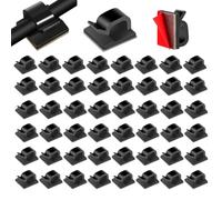 50 Pezzi Fermacavi,Clip per Filo per Luce da Esterno Ganci,Fermacavi Adesivi, Organizzatore dei Ferma Cavi Scrivania Regolabile,per Luce Fata, Muro, Ufficio, Caricabatterie, Auto (Nero)