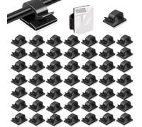 50 Pezzi Fermacavi, Clip per Filo per Luce da Esterno Ganci per Ordinare Cavi Autoadesivi Supporto Organizzatore per Cavi per la Gestione dei Cavi, Decorazioni Natalizie Luce Fata (nero)