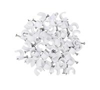 50 Pezzi Fermacavi,Fermacavi Muro,Fermacavo con Chiodo,Clip Fermacavi Muro Rotondi Bianchi con Chiodo, Forti Morsetti da Parete,per cavi Ethernet,cavi telefonici,USB