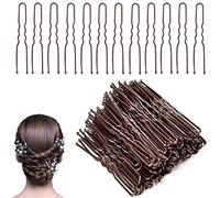 50 pezzi Forcine per Capelli Kit A Forma di U Fermagli dal design ondulato aghi 6cm e Marrone per Donne Ragazze e Parrucchiere