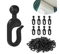 50 Pezzi Gancetti per Tende Gazebo, 42.5x15mm Nero Plastico Antiruggine Scorrevole, Ganci per Tende Gazebo con Design Invisibile - Accessori da Esterno Resistente al Vento per Zanzariere