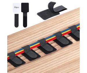50 pezzi Gestione cavi Scrivania, 3 x 9 cm, fascette autoadesive per cavi riutilizzabili per casa, ufficio, scuola