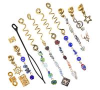 50 Pezzi Gioielli per Chioma Blu Stile Etnico per Trecce e Ciocche | Plastica, Pietra, Metallo e Perline Crystal Beads, Forme Serpente e Foglia, Uso Quotidiano e Scena