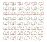 50 Pezzi Graffetta per Gatti, Graffette a Forma Di Libro, Clip di Carta In Oro Rosa, Forma di Libro Graffetta in Metallo Clip, per Libri, Biglietti, Decorazioni per Inviti di Nozze