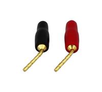 50 pezzi in ottone 2 mm spina maschio a banana terminali for altoparlanti spine amplificatore cablaggio adattatore spina pin angolare(25Red 25Black)