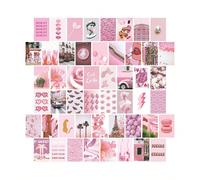 50 pezzi Kit per collage da parete estetico rosa, kit per collage di collezione rosa per decorazione stanza estetica, cartellone per decorazione parete camera da letto, decorazione parete foto per cam