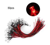 50 pezzi LED precablati da 12 V, diodo luminoso a testa tonda da 10 mm, componente elettronico rosso
