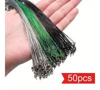 50 pezzi Lenza in filo d'acciaio inossidabile con moschettoni e girelle collegamenti, adatta per lenze da pesca, esca o ami, adatta per acqua salata e dolce Verde-30cm,Verde-25cm,Verde-15cm,Nero-30cm,