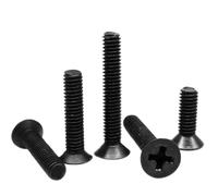 50 pezzi M1 .2 .4 .6 M2 .5 M3 M4 GB819 Mini piccolo micro bullone a vite a testa svasata piatta a croce in acciaio nero(16mm,M2.5)