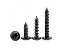 50 pezzi M1 M1.2 M1.4 M1.7 M2 M2.3 M2.6 M3 minuscole piccole viti for legno autofilettanti a testa bombata a croce in acciaio inossidabile 304 A2 nere(6mm,M1)