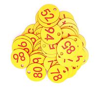 50 Pezzi Marcatore Alveare Numero Marcatore Numero Perforato Numero Alveare con Foro Accessorio Bestiame Rosso + Giallo per L'apicoltura Allevamento