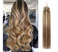 50 pezzi Micro Loop Extensions per capelli, 100% capelli umani con micro perline e filo da pesca, Remy Hair 50g Extensions colore misto marrone S4/27/613 Capelli veri