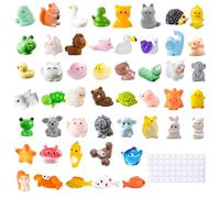 50 Pezzi Mini Animali in Resina, 50 Stili Figurine Miniature con Punti Adesivi per Giardino delle Fate, Casa delle Bambole, Acquario e Artigianato Fai-da-Te