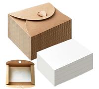 50 Pezzi Mini Buste in Carta Kraft con Biglietti di Auguri, Biglietto Auguri Bianco con Piccole Busta con Chiusura a Cuore per Carte Regalo, Graffiti Fai da Te, Festa di Compleanno (B)