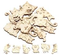50 Pezzi Mini Gatti in Legno Fette di Taghi di Legno a Dimensioni Miste E Abbellimenti Tag a Forma di Gatto in Legno per Festa di Matrimonio di Natale Decorazione Artigianato Fai - -Te