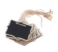 50 pezzi Mini Lavagna Lavagnette legno con Corda di canapa Appendere Segnabicchiere,Barattolo