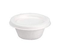 50 pezzi - Mini Tarrine + Coperchi 'Bionic' 60 Ml Ø 6,9 x 3+0,7 cm Bianco Bagassa
