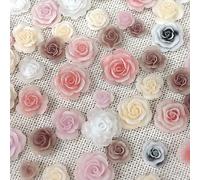 50 pezzi misti 3D fiori camelie disegni arte strass rosa decorazioni forniture