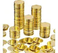 50 pezzi Monete di plastica da pirata, monete per caccia al tesoro, gadget per feste, monete finte d'oro, forniture per feste a tema avventura pirata, Natale Tagli UnicaABS