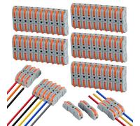 50 Pezzi Morsetti Elettrici Rapidi, Morsettiere Elettriche con Leva di Comando Conduttori Bilaterali, Connettori per Cavi Elettrici, Morsetto Elettrico per Il Collegamento di Cavi