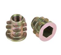 50 pezzi Nimoa Inserti Filettati per Legno M5 10mm, dadi esagonali in lega di zinco per mobili con testa esagonale filettati per inserto in legno