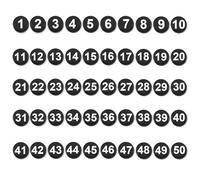 50 Pezzi Numeri Magnetici, 2cm Piccoli Rotondi Numeri Accenti Magnetici 1-50 Cerchi Numeri Magnetici per Aula Lavagna Bianca Calendario Frigorifero Casa Scuola Ufficio (Nero)
