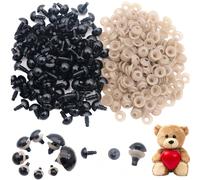 50 pezzi Occhi in plastica da 5mm a 24mm con rondelle, occhi artigianali per amigurumi, animali imbottiti, progetti all'uncinetto, orsacchiotti, forniture per la realizzazione di occhi neri per il fai