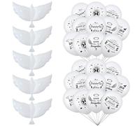 50 pezzi palloncini commemorativi bianchi con 5 pezzi Palloni colomba palloncini personalizzabili White White Reusible Latex Memorial Release per matrimonio, funerale, ricordo..