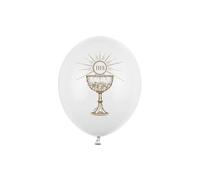 50 PEZZI palloncini in lattice Bianco Pastello CALICE COMUNIONE ORO 30cm 1B9W