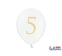 50 PEZZI Palloncini Palloncino Lattice 30 cm BIANCO con stampa oro NUMER 0F8M