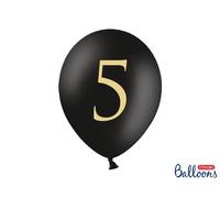50 PEZZI Palloncini Palloncino Lattice 30 cm NERO con stampa oro NUMERO 0F8N