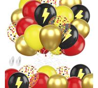 50 Pezzi Palloncini Rossi e Neri Gialli Palloncini Oro e Nero Coriandoli Palloncino Fulmineo per Compleanno, Laurea, Partito Anime, Disco Party