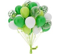 50 Pezzi Palloncini Verdi Bianchi,Palloncini Verdi Salvia in lattice 10 Pollici,per Ragazze Ragazzi Festa di Compleanno,Wild Safari Animal Jungle Party,Anniversario,Matrimonio Decorazioni