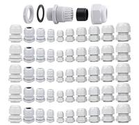 50 Pezzi Passacavo Impermeabile Regolabile in Plastica Bianco, Kit di Pressacavi M12-M25 PG7-PG19- Facilmente installabile per proteggere i cavi.