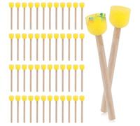 50 Pezzi Pennello Spugna per Pittura, Pennelli in Schiuma con Manico Ergonomico in Legno Spugne per Pittura Acrilica Strumenti per Pittura Fai da Te per Arti e Mestieri (Giallo)