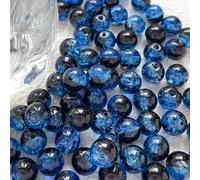 50 pezzi perle di vetro a forma di fiocco di neve, 10mm, colore nero e blu scuro, finitura lucida, ideali per realizzare gioielli fai-da-te come bracciali, collane dell'amicizia, orecchini, portachiav