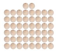 50 Pezzi Perline di Legno, 30 mm, Palline in Legno per Artigianato e Fai-Da-Te, Per Realizzare Collane di Acchiappasogni Collana, Braccialetto, Orecchini, Artigianato Fai-Da-Te