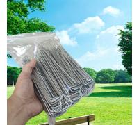 50 pezzi Picchetti da giardino a forma di U - Picchetti di fissaggio in metallo robusti, adatti per barriere, prati, tessuto paesaggistico e fissaggio a terra di tubi di irrigazione 50 chiodi a forma 