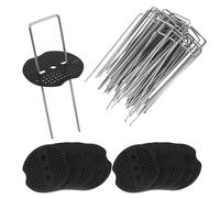 50 Pezzi picchetti telo pacciamatur 50 Pezzi Rondelle, Picchetti a U in Acciaio, Picchetti Giardino in Acciaio Inossidabile Zincato, Fissaggio per Erba Artificiale, Recinzione e Rete, Tessuto