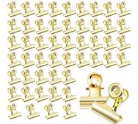 50 Pezzi Piccole Bulldog Clips, 22mm Bulldog Binder Clip Raccoglitore in Metallo Clip Multifunzionale Mini Clip, per Ufficio Scuola e Famiglia (Oro50)