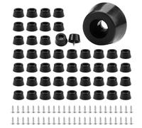 50 Pezzi Piedini in Gomma Avvitabili, 15 x 8 mm Piedini Rotondi in Gomma con Viti, Conica in Gomma Antiscivolo, Piedini in Gomma Morbida Antigraffio, Piedini in Gomma per Taglieri Armadi Tavoli Sedie