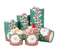 50 Pezzi Pirottini Natalizi/Carta Muffin e Cupcake a Tema Natalizio,Pirottini per Muffin,tazze da forno usa e getta,Teglie per cupcake di Natale (Vecchio con omino di pan di zenzero)