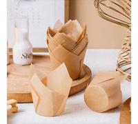 50 pezzi Pirottini per cupcake a forma di tulipano, Pirottini per muffin, Pirottini resistenti ad alte temperature e monouso, Pirottini in carta resistente al grasso, Adatti per il ritorno a scuola al