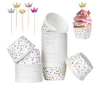 50 Pezzi Pirottini per Muffin di Carta, Pirottini per Cupcake Punto Colorato, Stampi per Cupcake Antigrasso, Pirottini per Muffin con Inserti per Decorazioni per Ttorte, per Compleanni, Natale, Feste