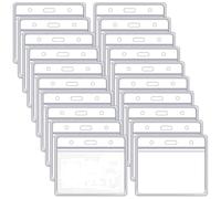 50 Pezzi Porta Badge, Portabadge Trasparente Porta Badge Orizzontale Porta Cartellino Porta Tessera Badge PVC per Carta d'identità Ufficio Scuola (Dimensione Massima Tessera: 9 x 6 cm)