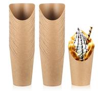 50 Pezzi Porta Patatine Fritte in Carta Kraft, 12 Once Bicchieri di Carta Kraft per Waffle, Supporto Sacchetti per Snack, Tazze per Patatine Fritte Popcorns Cialde Salumi Gelato