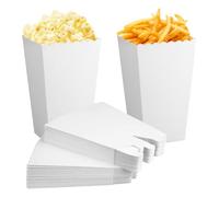 50 Pezzi Porta Pop Corn 5 X 7.5 X 11.5 Cm Sacchetti Pop Corn | Scatole Di Popcorn, Contenitori Pop Corn, Facile Da Montare per DIY, Feste Compleanno Carnevale Cinema Matrimoni, Bianco