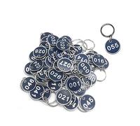 50 Pezzi Portachiavi Targhette Domestiche Portachiavi Numero Etichette per Chiavi Tag Etichette Numerate in Metallo Alluminio per Dormitorio Armadietto Organizzazione Smistamento Blu, Numero 51-100